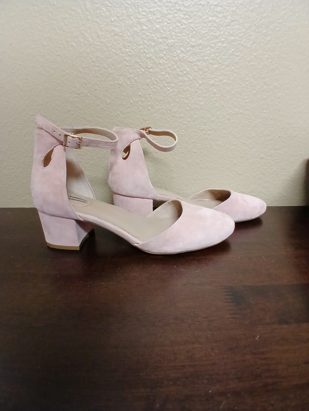 🖤GIANI BERNINI Women's Blush Pink Suede Ankle-Strap Block Heel - SIZE 8.5